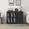 Record Player Stand Cabinet with Door, Farmhouse Turntable Storage Cabinet with 6 Display Holder Shelves, Wooden CD DVD Table Rack for Living Room - 3 of 4