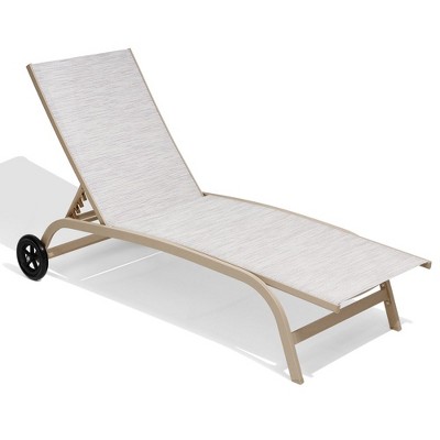 Crestlive Products Aluminum Outdoor Living Cart Wheel Chaise Lounge Chair Pool Lounger with Adjustable Back