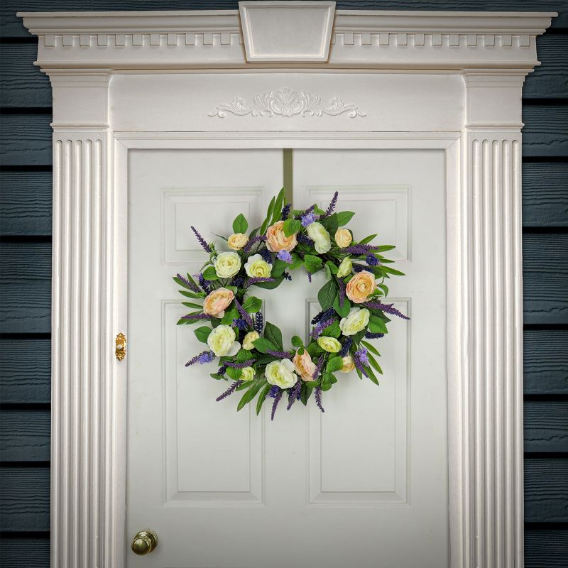 24" Artificial Ranunculus and Astilbes Woven Branch Base Wreath - National Tree Company, 2 of 4