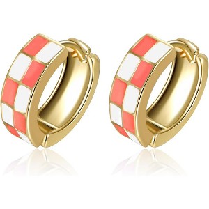 Small Hoop Cartilage Earrings Teacher Earrings for Women；White Black Enamel Hypoallergenic Hooped Gifts Gold and - 1 of 4