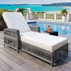 FURNIinspire Patio Chaise Lounges Wicker Lounge with Armrests, Patio Poolside Garden Adjustable Recliner with Soft Cushions, White, 61.02"*25.6"*37.4" - 2 of 4