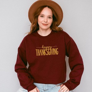 Simply Sage Market Women's Graphic Sweatshirt Happy Thanksgiving Embroidered - 1 of 4