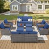Buenhomino 12-Piece Outdoor Patio Set – 4 Single Chairs, 2 Sofas, 2 Side Tables & 4 Ottomans, All-Weather Wicker with Cushions, Beige - 2 of 4