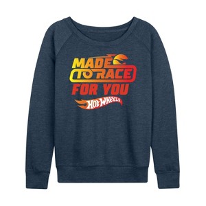 Women's - Hot Wheels - Valentine's Made to Race Lightweight French Terry Wide Neck Long Sleeve Shirt - 1 of 4