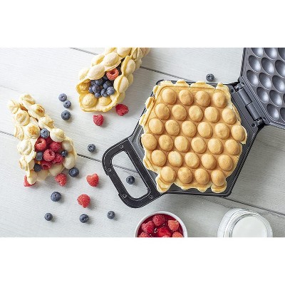 Black Non-Stick Rotating Bubble Waffle Maker