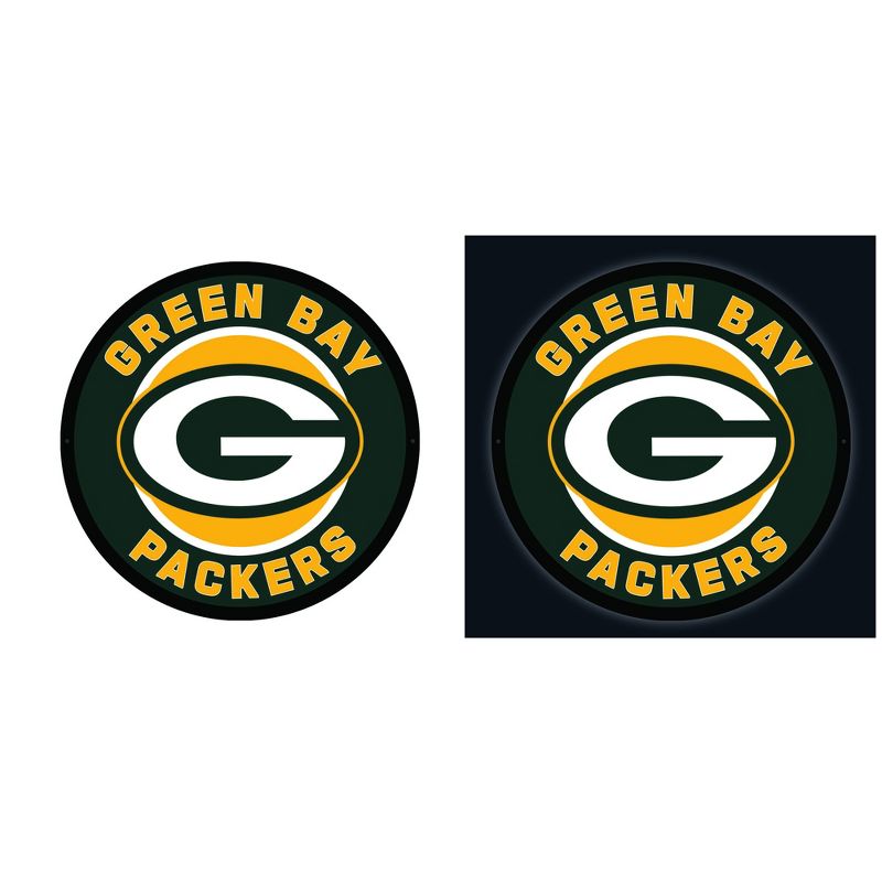 Evergreen Ultra-Thin Edgelight LED Wall Decor, Round, Green Bay Packers- 23 x 23 Inches Made In USA, 1 of 8