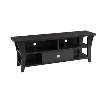 INFURNIC TV Stands and Consoles Mid-Century Modern Artistic Entertainment Center with Curved Legs for Living Room, Espresso, 63.5"*17.75"*6.25"