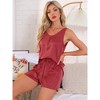 INSPIRE CHIC Women's Satin Silky Tank Top and Shorts Pleated Front 2 Piece Sleepwear Pajama Sets - 3 of 4