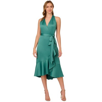 Adrianna Papell Womens Cascading Ruffle Midi Dress
