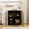 Mid-Century Modern Buffet Cabinet with Fluted Arched Doors, Adjustable Shelves Storage Sideboard & Credenza for Dining Room, Living Room, Entryway - 4 of 4