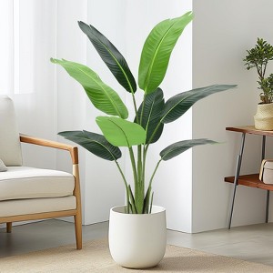 Whizmax Artificial Bird of Paradise Plant, 8 Trunk Fake Palm Tree with Large Faux Leaves, Indoor Tropical Decor for Home, Office, Housewarming Gift - 1 of 4