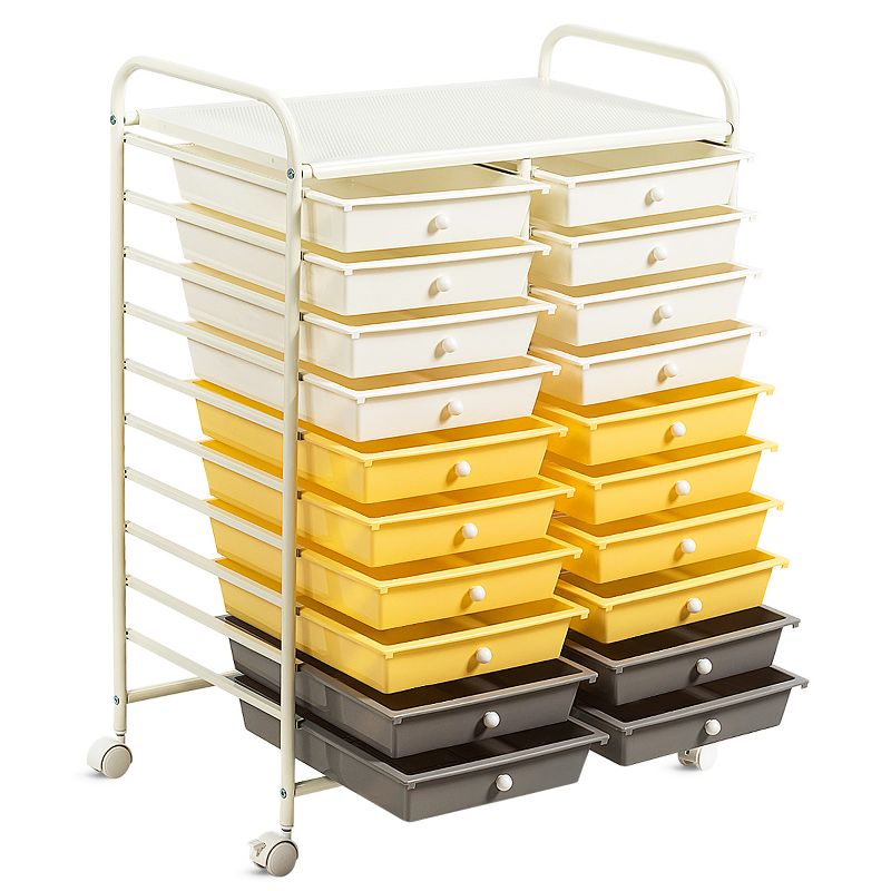Tangkula 20-Drawers Rolling Storage Cart with Organizer Top, 3 of 7