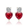 Guili Romantic Sterling Silver 14k Gold Plated Two-Stone Heart Earrings with Colored Cubic Zirconia in Red and Green–Sparkling and Heartfelt Design - 2 of 2