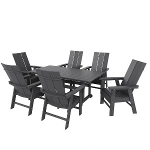 WestinTrends 7 Piece Outdoor Patio Dining Table and Modern Adirondack Armchair Set - 1 of 3