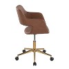 TiramisuBest Contemporary Brown Faux Leather Task Chair with Adjustable Height, Swivel, Cushioned Seat, Backrest, Gold 5 - Star Base & Casters - 2 of 4