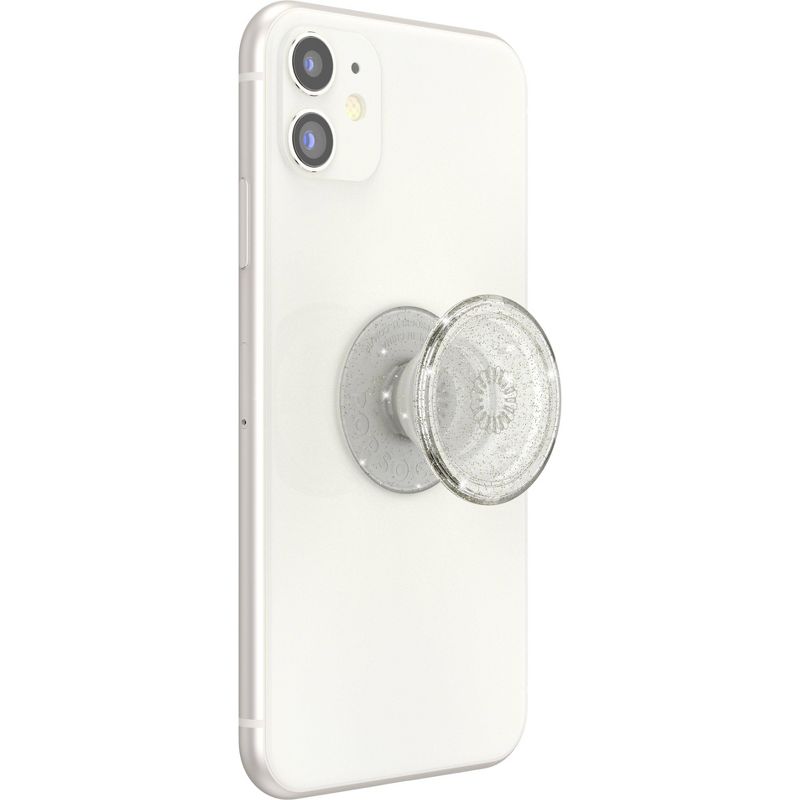 PopSockets PopGrip Cell Phone Grip &#38; Stand - Clear Silver Glitter, 6 of 7