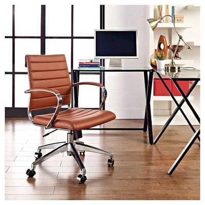 Terracotta High Back Swivel Office Chair with Chrome Base