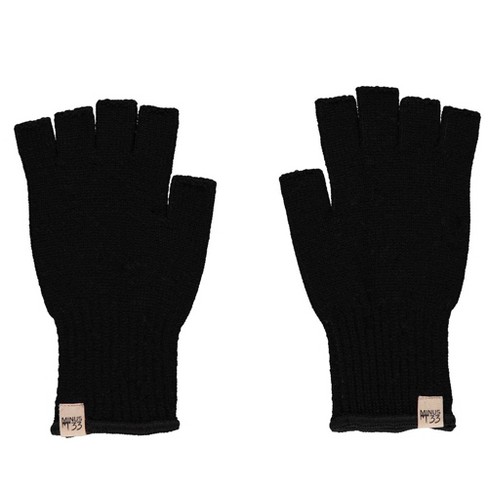 Women Genuine Leather Mittens Gloves Black Fingerless a Couple 