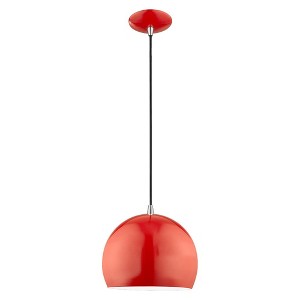 Livex Lighting Piedmont 1 - Light Pendant in  Shiny Red - 1 of 2