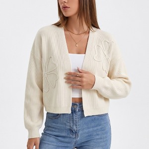 トップス Butterfly Sleeve Cropped Cardigan white Anna-Kaci Womens Butterfly Applique Open Front Cropped Cardigan