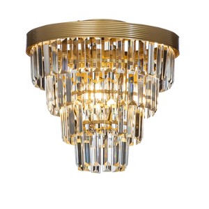 ALOADECOR 3-Light 13" Glam Tierd Flush Mount With Crystal Accents - 1 of 4