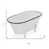 HomeRoots 9" White White And Black Metal Hand Painted Decorative Tub - 3 of 4