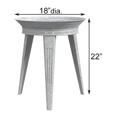 Gray Galvanized Metal Bird Bath with Pedestal Stand