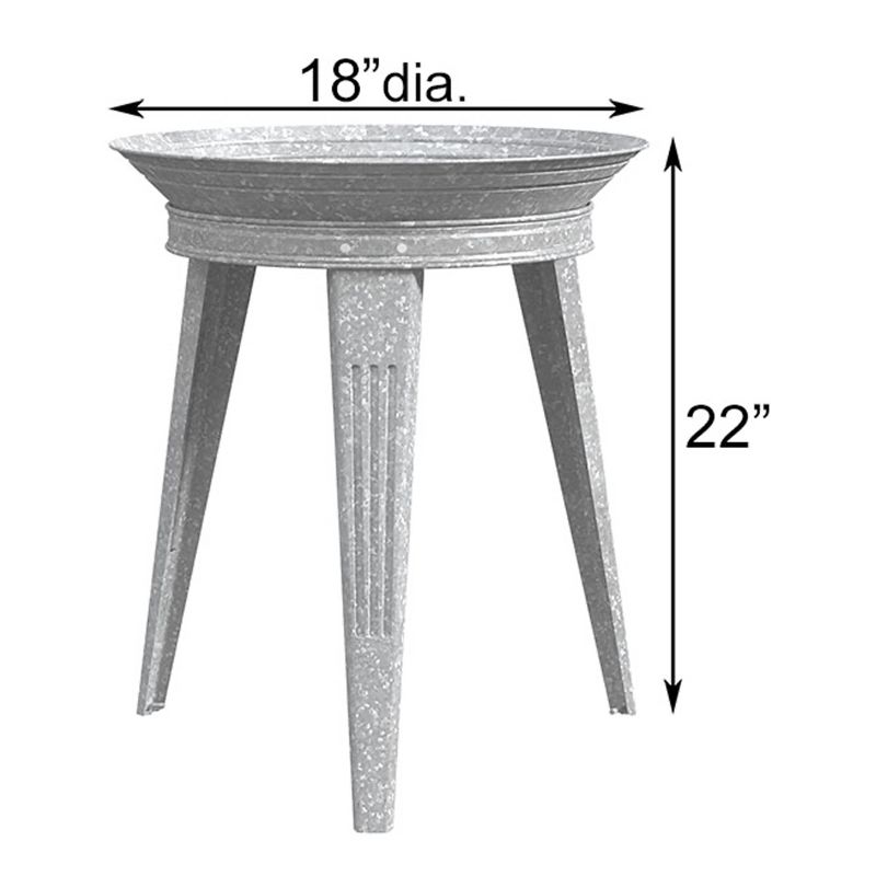 Panacea 82930 Galvanized Vinage Style 3 Legged Metal Bird Bath and Pedestal Stand for Patios, Porches, & Decks, 18 Inch Diameter, 22 Inch Height, Gray, 2 of 4