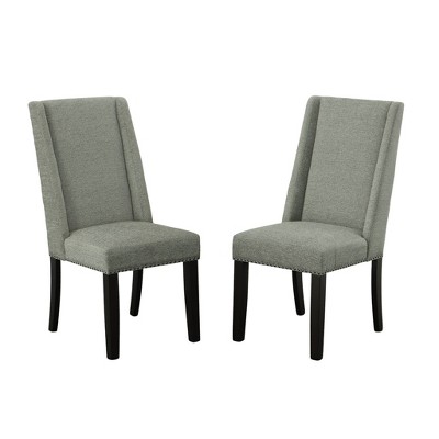 Espresso Wood & Charcoal Velvet High-Back Side Chair, Set of 2