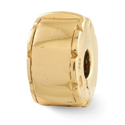 Black Bow Jewelry 14k Yellow Gold Plated Sterling Silver Notched Hinged Clip Bead Charm