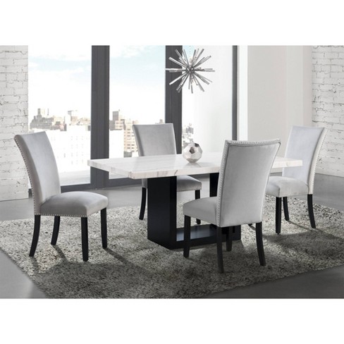 White marble discount dining table set