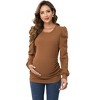 Pregnancy Shirts Women's Knit Ribbed Maternity Top Casual Mock Neck Puff Long Sleeve Ruched Tunic Pullover Shirt for Pregnant Women Green1long 2XL - 2 of 2