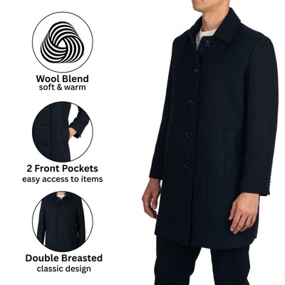 Мужские куртки Alpine Swiss Orson Mens Wool Blend Car Coat Tailored LongTopcoat for Men Single Breasted Overcoat Winter Jacket BLK MED — фото 3