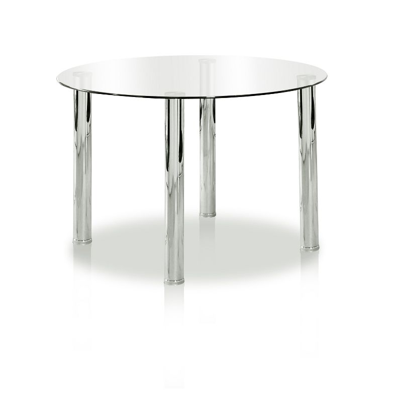 5pc Aneston Glass Top Chrome Leg Round Dining Table Set Chrome/Black - HOMES: Inside + Out, 3 of 7