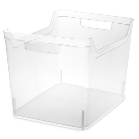 Sterilite Wide Shelf Bin Organizing Plastic Container, Home Kitchen or Office Storage Tote, Open Top Basket with Handles, 12 Pack, Clear - image 1 of 4