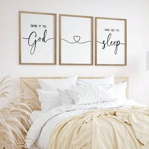 Give It to God and Go to Sleep Wall Art Above Bed Farmhouse Bedroom Decor Wood Framed Rustic Brown 11x14 Inches Home Decoration - 1 of 4