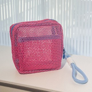Anna-Kaci Women's Mesh Cosmetic Bag with Wrist Strap - Small Lightweight Travel Organizer Pouch - 1 of 4