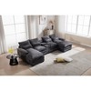 123'' Chenille U-Shaped Sectional Sofas with Console, Cupholders and USB Ports, 6-Seat Upholstered Sleeper Couch with Chaise for Living Room - 3 of 4