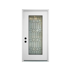 Lirago Full Lite Decorative Glass Fiberglass Front Doors 36  inch  x 80  inch  Right Hand Inswing Finished White - 1 of 4