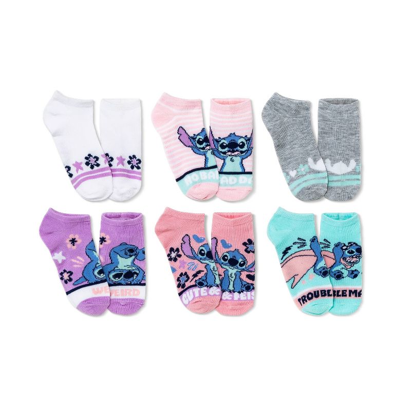 Girls' Lilo & Stitch No Show Socks - Pink, 1 of 3
