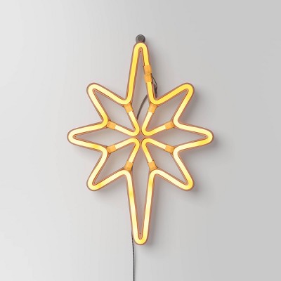 LED Battery Operated Neon Star Hangable Sign Warm White - Wondershop™