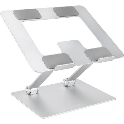 Attop Basics Sturdy and Portable Ergonomic Laptop Stand for Desk, Adjustable Riser Silver, 10 x 8.7 x 6 in