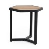 Vynxaria Nahanni Modern Industrial Side Table Powder-Coated Iron Frame, Acacia Wood Slats, 15.75"W×13.50"D×16.00"H, Outdoor-Ready - 2 of 4