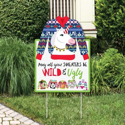 Big Dot of Happiness Wild and Ugly Sweater Party - Party Decorations - Holiday and Christmas Animals Party Welcome Yard Sign