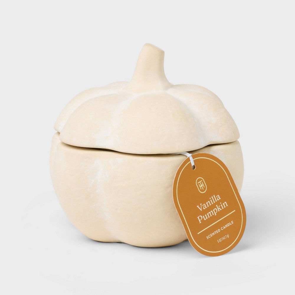 Small Rustic Ceramic Pumpkin Vanilla Pumpkin Fall Candle - Threshold™