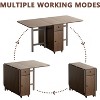 ATJafurn 58.9'' Folding Table No Assembly Required, Rectangular Wooden Extendable Dinning Table With Wheels And Storage - 4 of 4