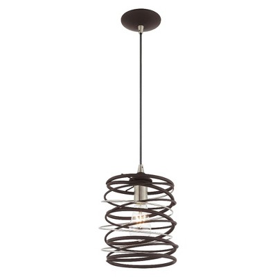 Bronze and Brushed Nickel Geometric Mini Pendant Light