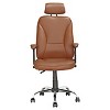 Workspace Executive Office Chair Leatherette Light Brown - CorLiving: Contoured Support, Chrome Base, Swivel - 2 of 4