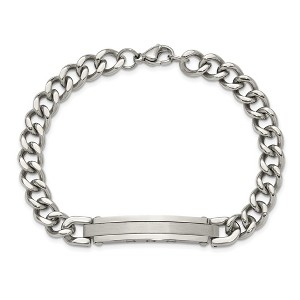 Chisel Stainless Steel Brushed and Polished Curb Link 8" ID Bracelet - 1 of 4