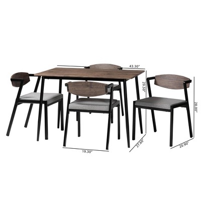 Revelin Industrial Gray Wood and Metal 5-Piece Dining Set